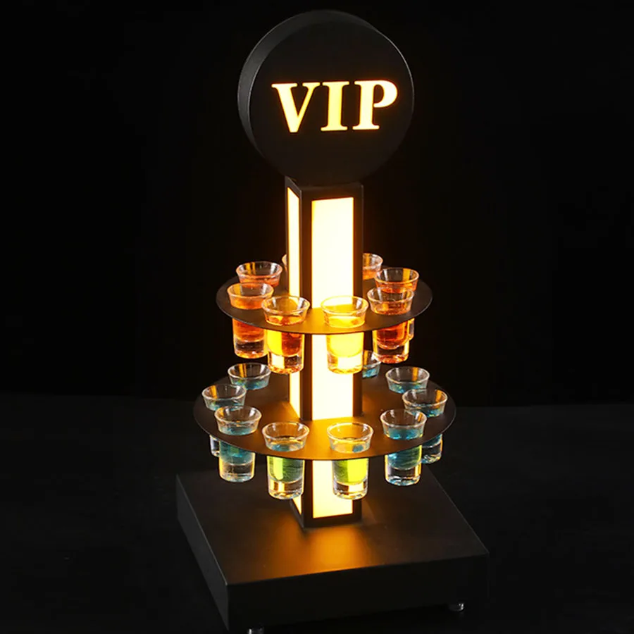 VIP Cocktail Cup Stand Rechargeable VIP Service Shot Glass Glorifier Display Rack Wine Glass Holder for Nightclub Bar Decor