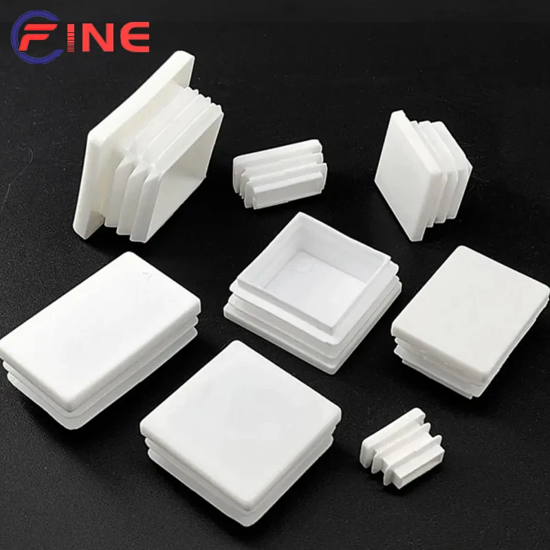 White Square Plugs Pipe Tube Cap Plastic Tubing End Cap Insert Blanking Stopper Rectangle Dust Cover13x13mm-100x100mm