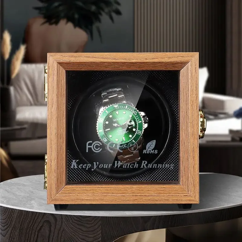 Wooden Automatic Watch Winder Silent Rotating Display Case Anti Magnetic Storage Organizer for Mechanical Watches Men 시계 와인더