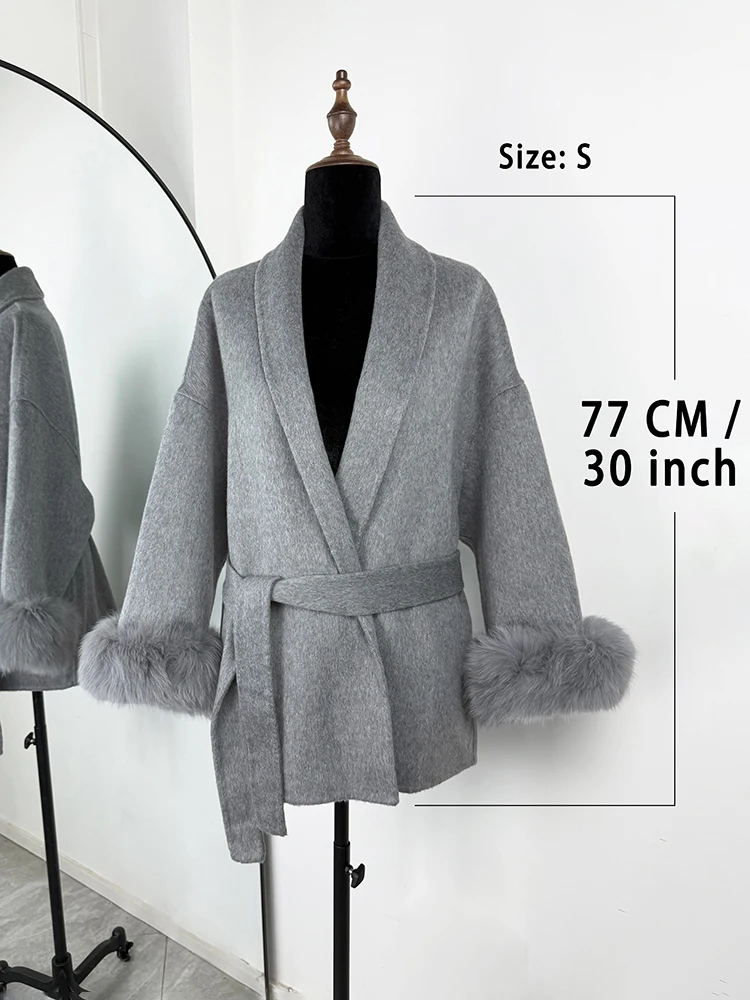 Tornova 2025 New Fox Fur Woolen Coat Women's Short Coat Office Lady Removable Elegant Double-sided Wool Overcoat Cardigan Jacket