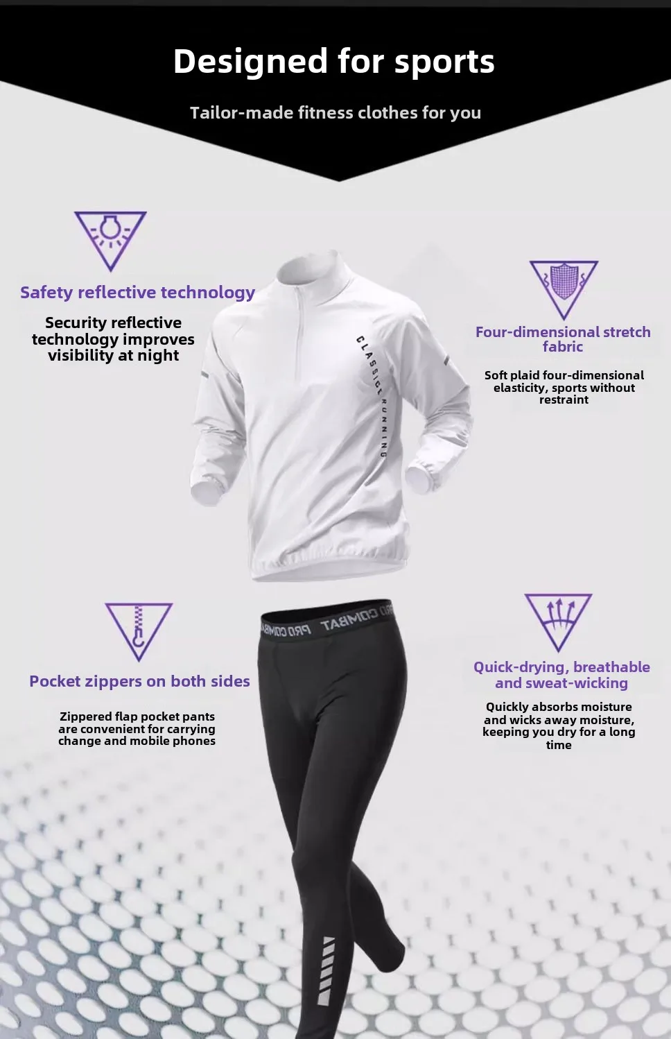 2025 New Running Suit Men's Speedo Long Sleeve T-shirt Sweatshirt Half Zipper Sports Training Clothing Winter Morning Running