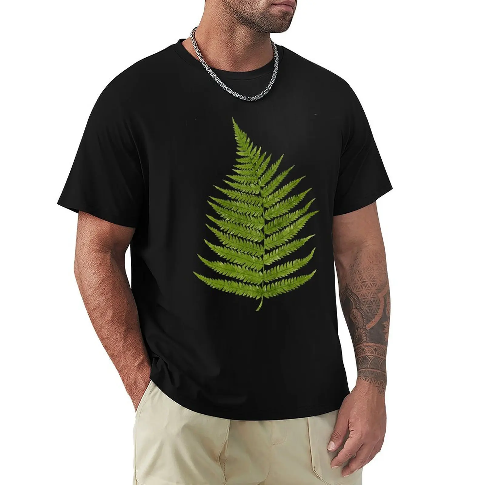 

Green watercolor fern pattern T-Shirt summer shirt graphics custom shirt graphic t shirt vintage slim fit t shirts for men
