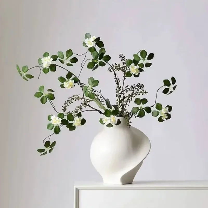 Modern art white handmade vase ornament, model house villa porch hotel simple home accessories soft decoration
