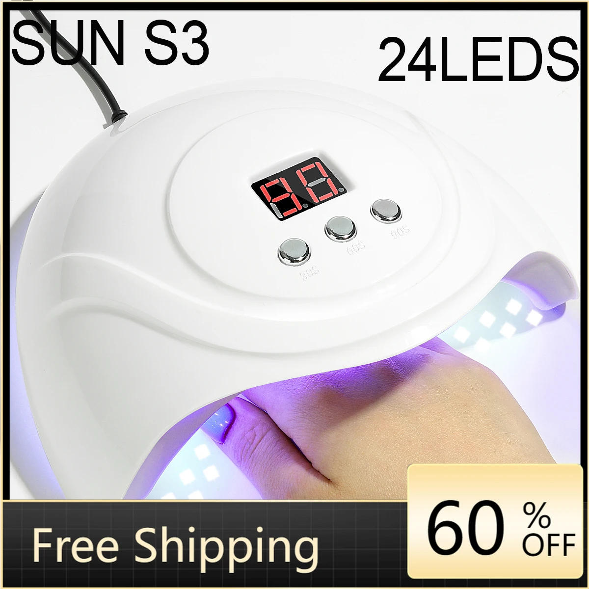 SUNS3 48W Professional Nail Lamp LED Manicure UV LED Nail Dryer for Gel Polish with 3 Timer Infrared Sensor Curing Gel LED Dryer