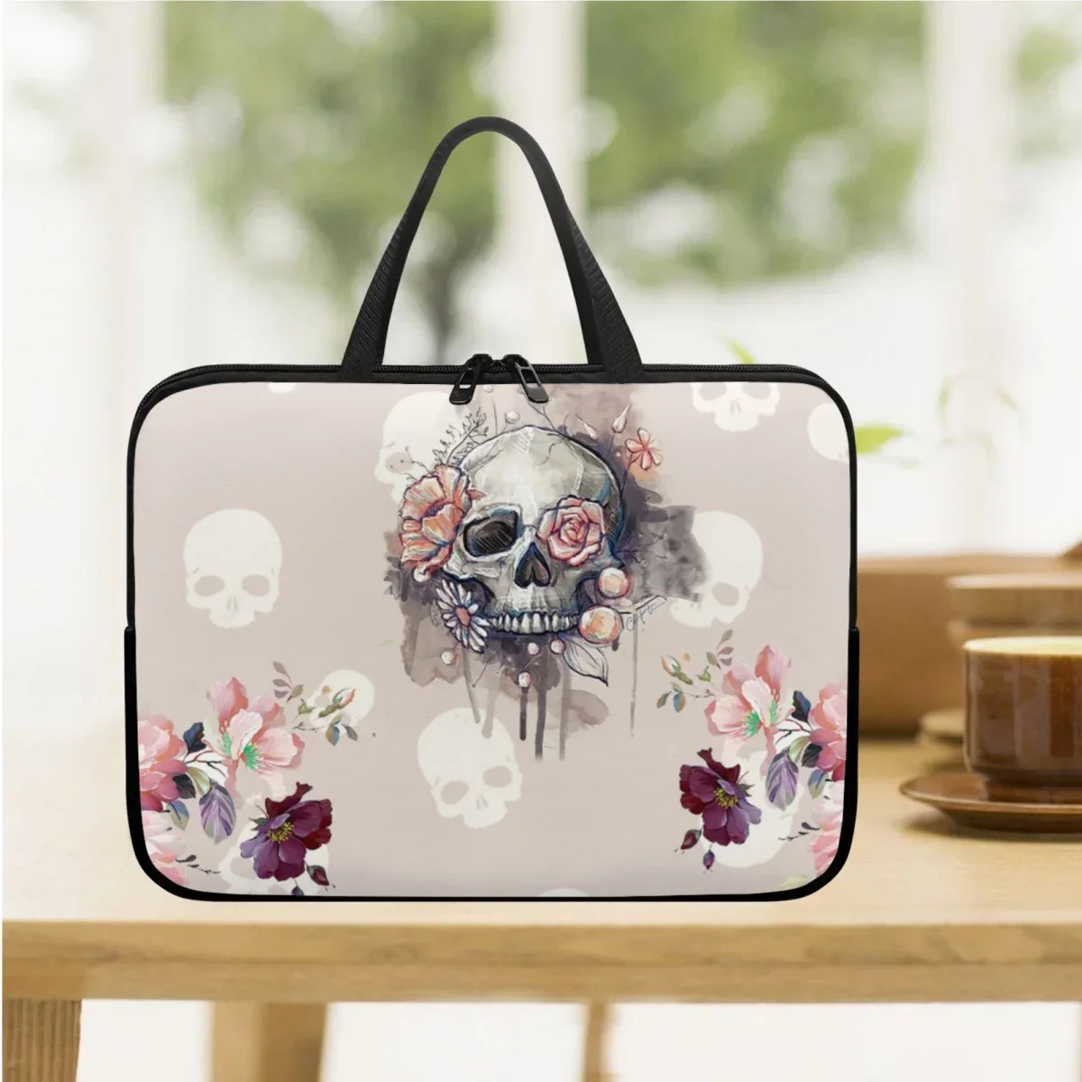 Horror Halloween Gift Skull Rose Design Fashion Tablet Bag 10 12 13 15 17Inch Computer Laptop Bags Case Travel Portable Pouch