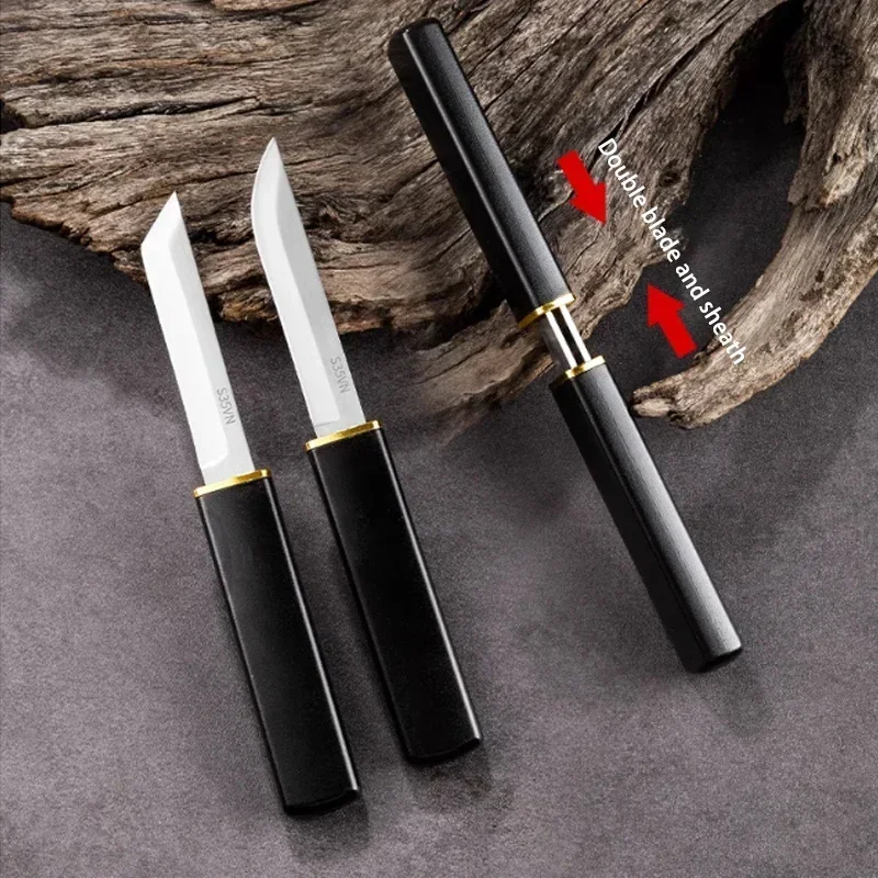 2-in-1 Double Knife Utility Knife Outdoors Fishing Camping Knife Stainless Steel Paring Knife Barbecue Cutter Easy to carry