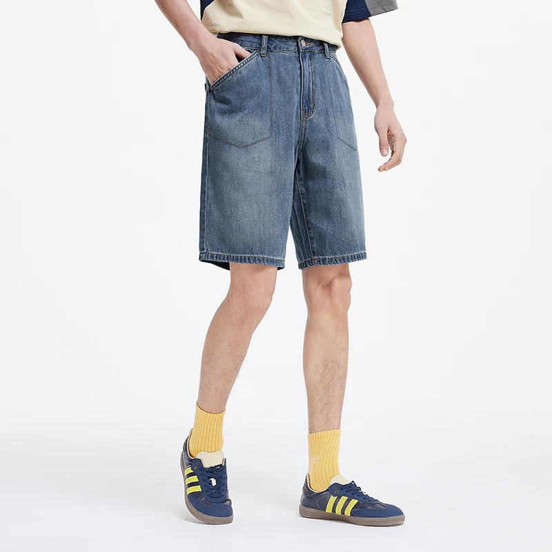 Semir Denim Shorts Men Vintage Washed 2025 Summer New Loose Fit Mid Length Cooling Shorts