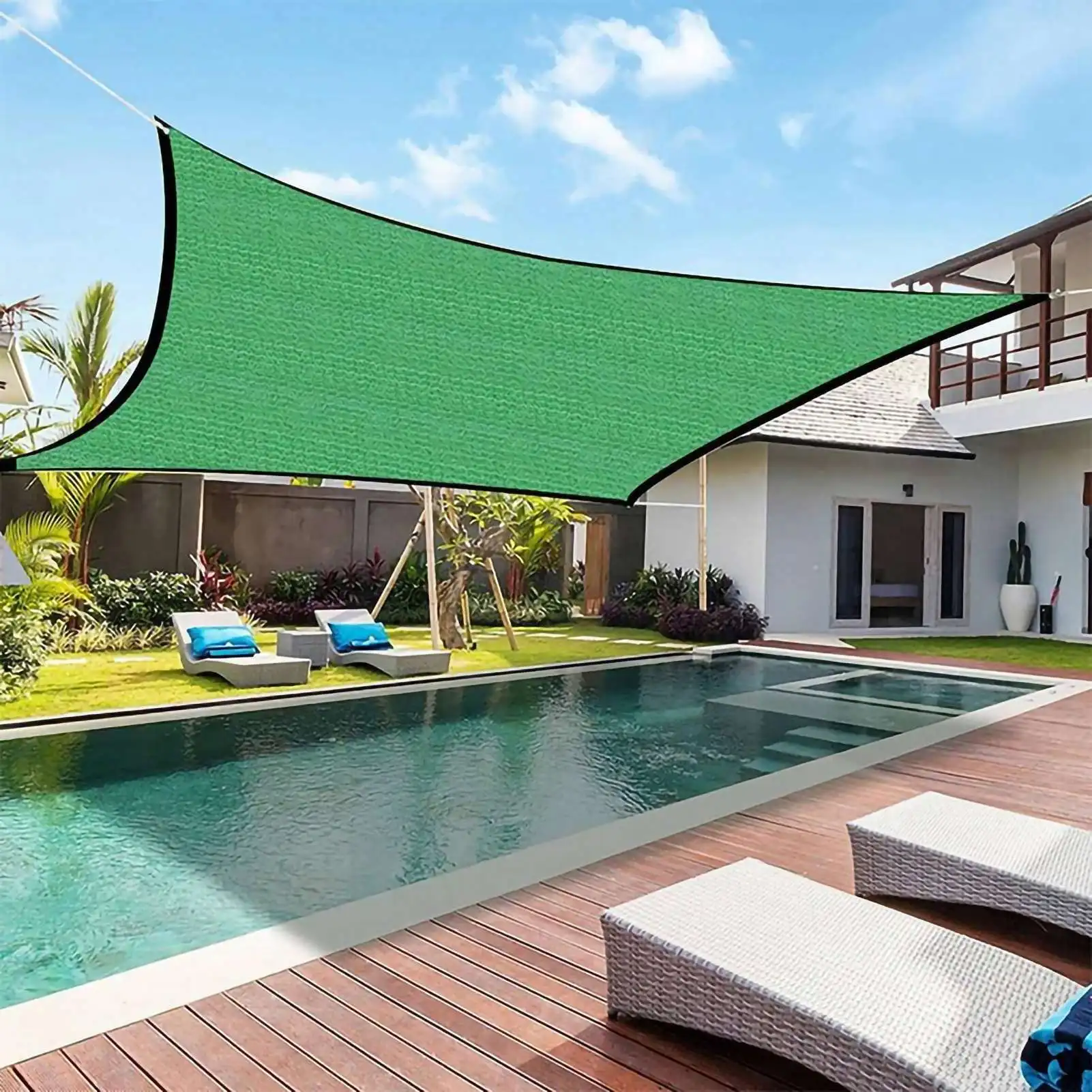 PE Square Sun Shade Sail, Cantos reforçados e Buttonhole Design, Material respirável espessado para espaços ao ar livre, 2x2m