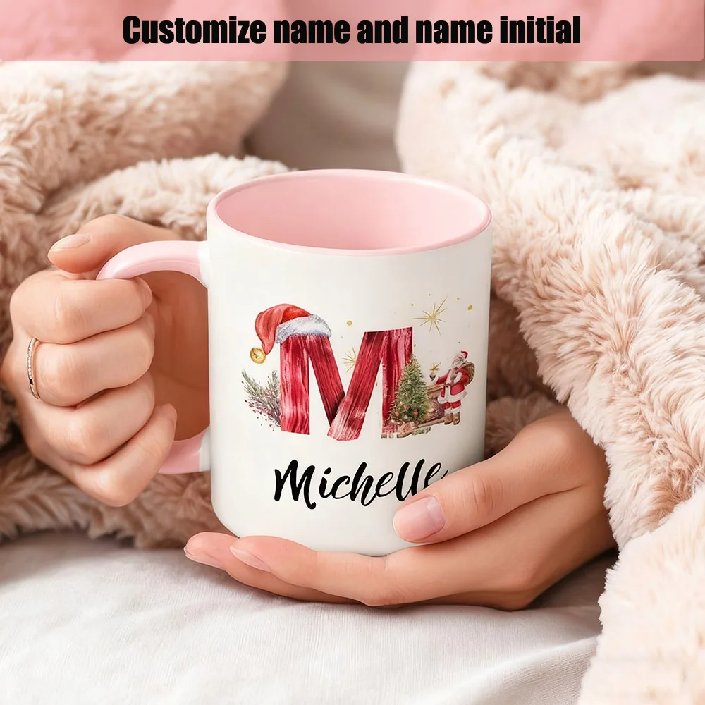 

Рождественская кружка на заказ с буквенным именем, персонализированная праздничная кофейная чашка, идеальный рождественский подарок для нее, детей, друзей, жены, мужа