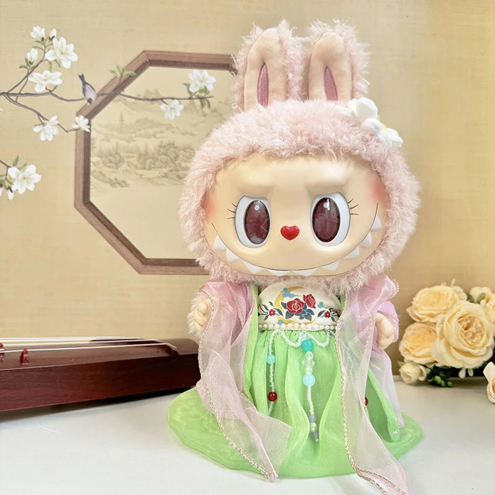 New Year For 38cm Labubu Mokoko Plush Idol Doll Cute Hanfu Chinese Style Coat Set Doll Accessories Ropa Labubu