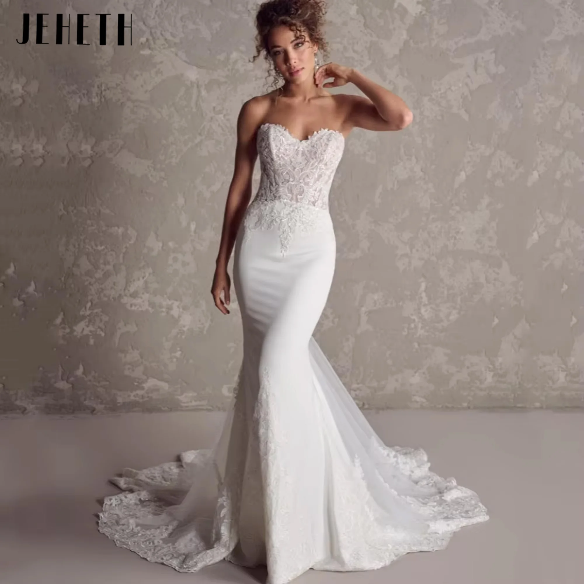 

Sweetheart Long Sleeve Luxury Wedding Dresses Luxury Sexy Mermaid Bride Dress Lace Applique New Vestido De Novia 2025 Customized
