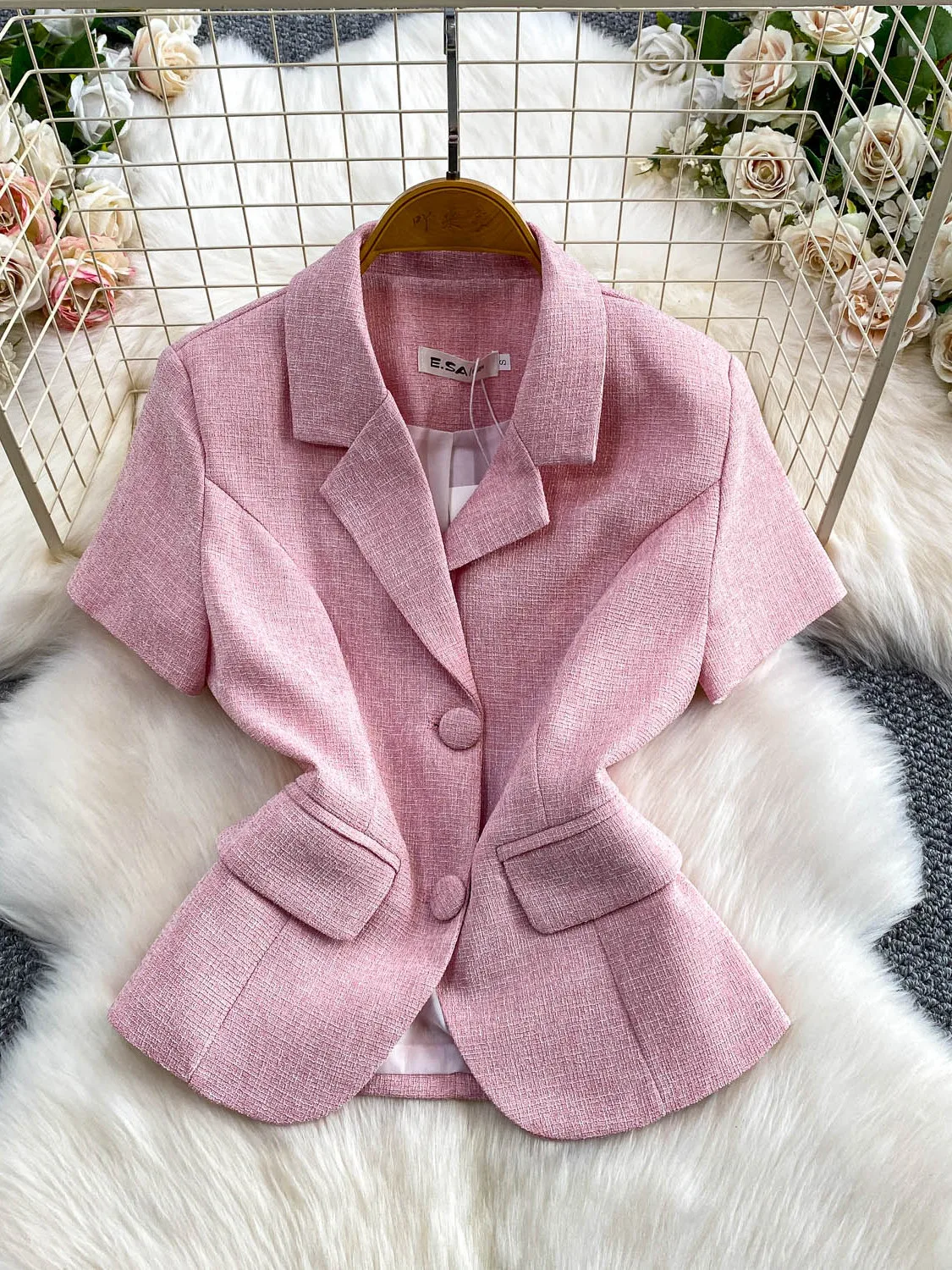 

Ele Tailored Coat Women's Faionable Tweed Top Button up ort Outerwear Commute Sle Thiened Autumn Winter Coat