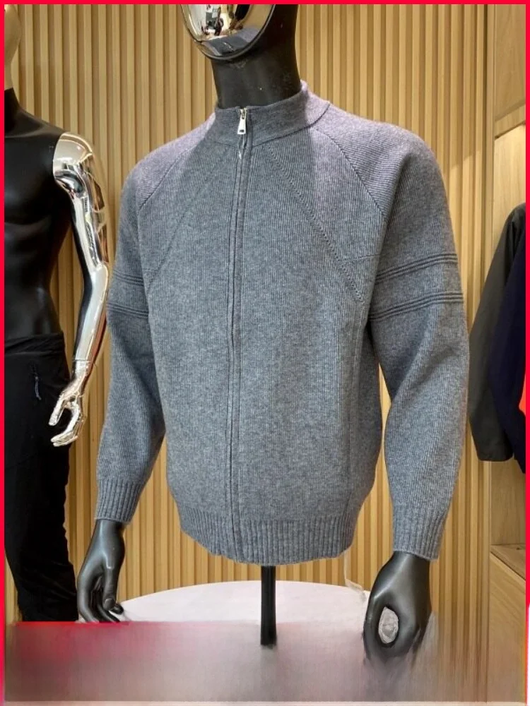 

Мягкий уютный вязаный мужской свитер на осень-зиму, с воротником-стойкой, открытый кардиган, теплая верхняя одежда, модный городской стиль, длинный рукав