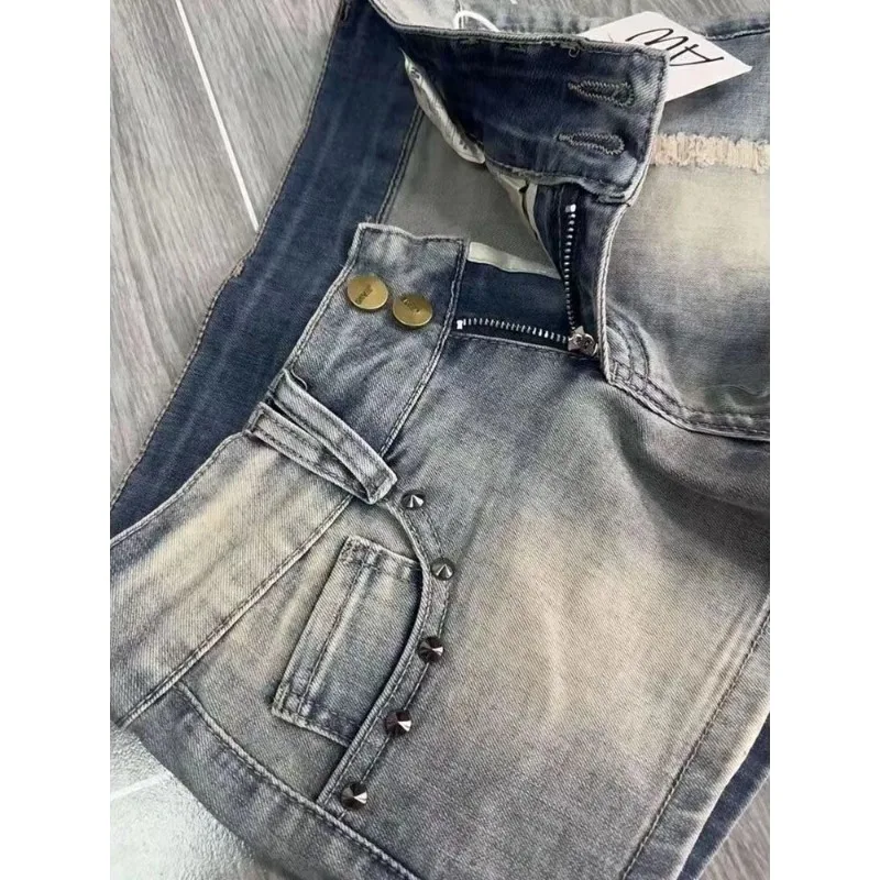 DAILOU Vintage Y2k Denim Shorts Women Sexy Blue Gothic Low Waist Shorts Female Punk Retro Summer Streetwear Short Jeans Slim Up