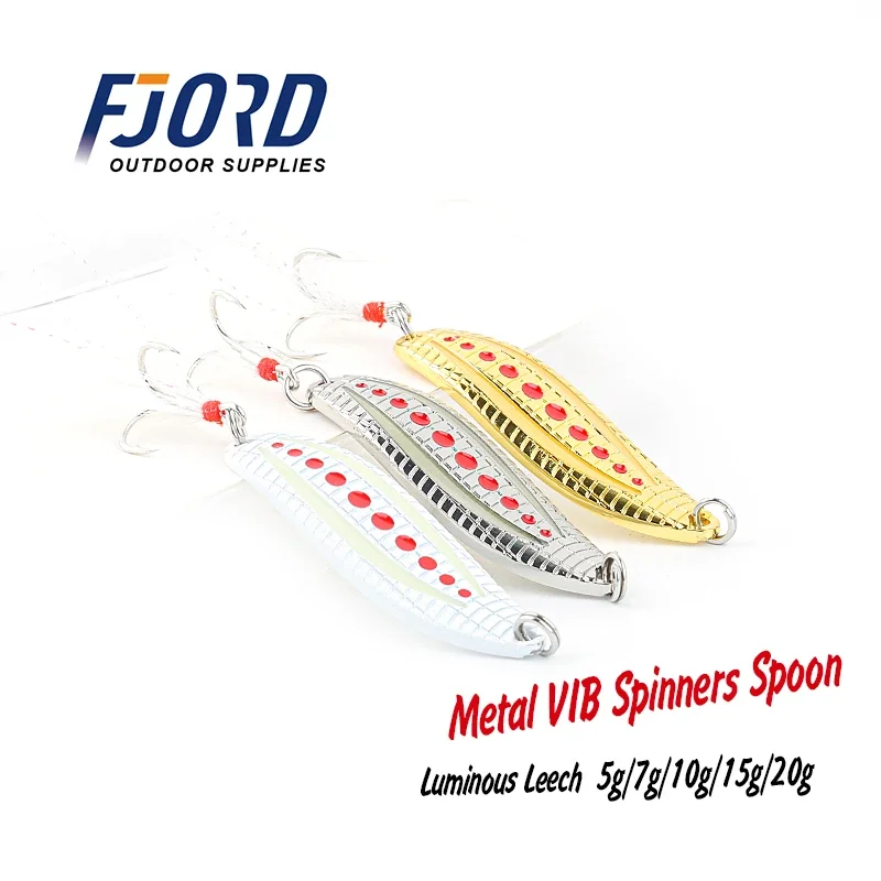 

FJORD Metal VIB Spinners Spoon 5g/7g/10g/15g/20g Luminous Leech Fidget Angling Hard Baits Night Fishing Tackle Fishing Lure