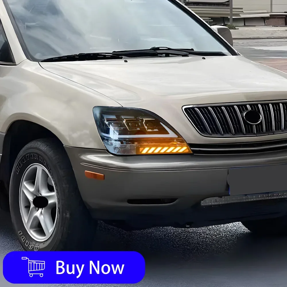 

Для Lexus RX 300 1999-2003 светодиодные автомобильные фары в сборе, обновленная мигающая сигнальная лампа, линза проектора, аксессуары Plug and Play