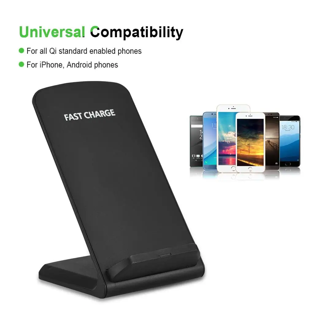 Qi 2-coils Wireless Stand Charger 75% Charging Efficiency Safe Wireless Stand Charge Pad