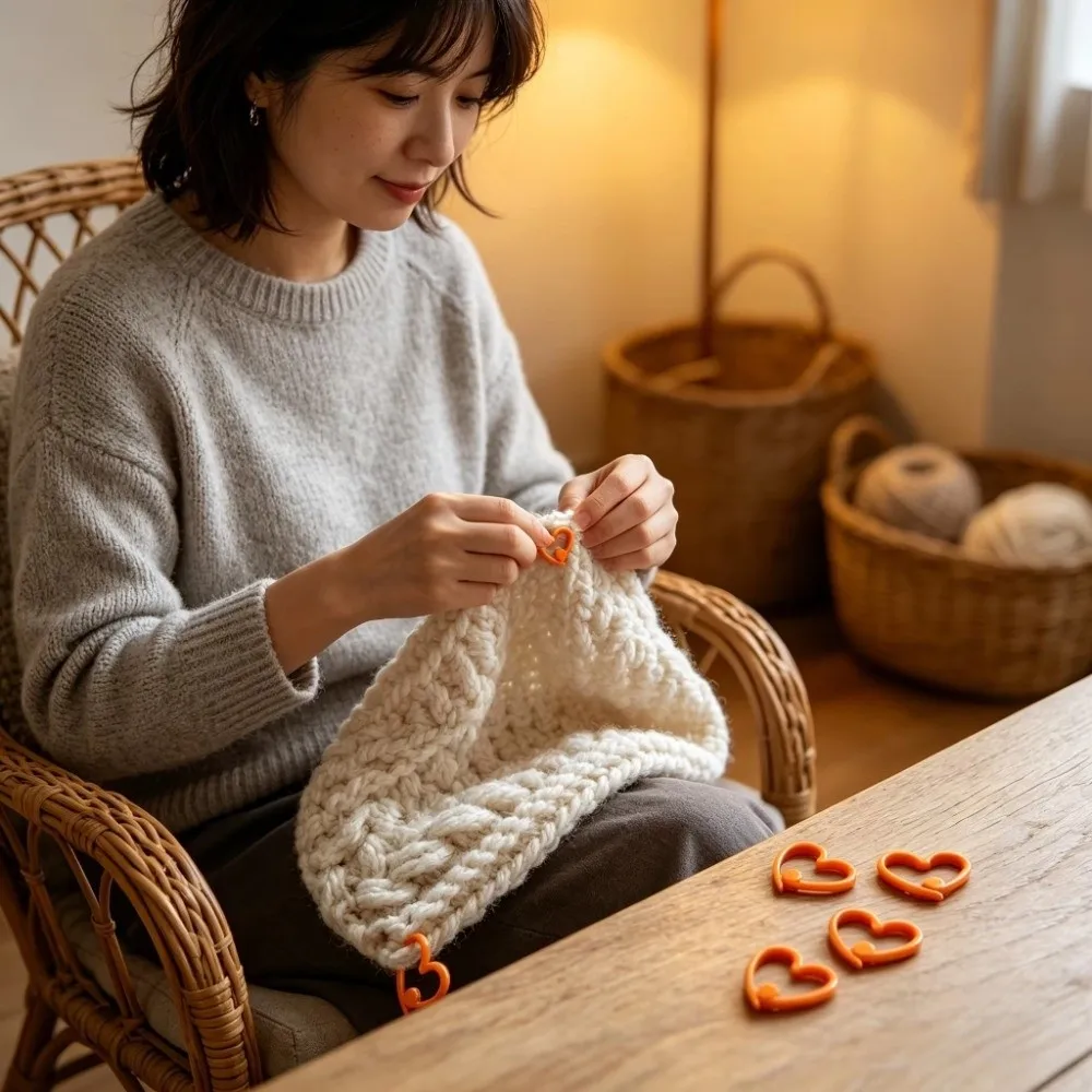 10/20/30PCS Plastic Crochet Stitch Markers No-Scratch Handmade Yarn Knitting Stitch Markers Reusable Heart Shape