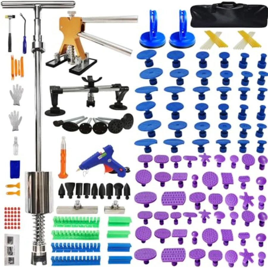 

Paintless Car Dent Removal Kit for Auto Body Repair: M10 Slide Puller 176pcs Hail Damage Repair Tools Set in Black with Durable