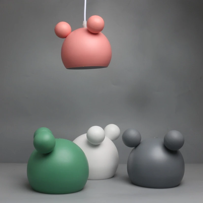 

Scandinavian Iron Mickey Pendant Light Cream Colors｜Eye Protection Dining Lamp｜Kids Room Decor​