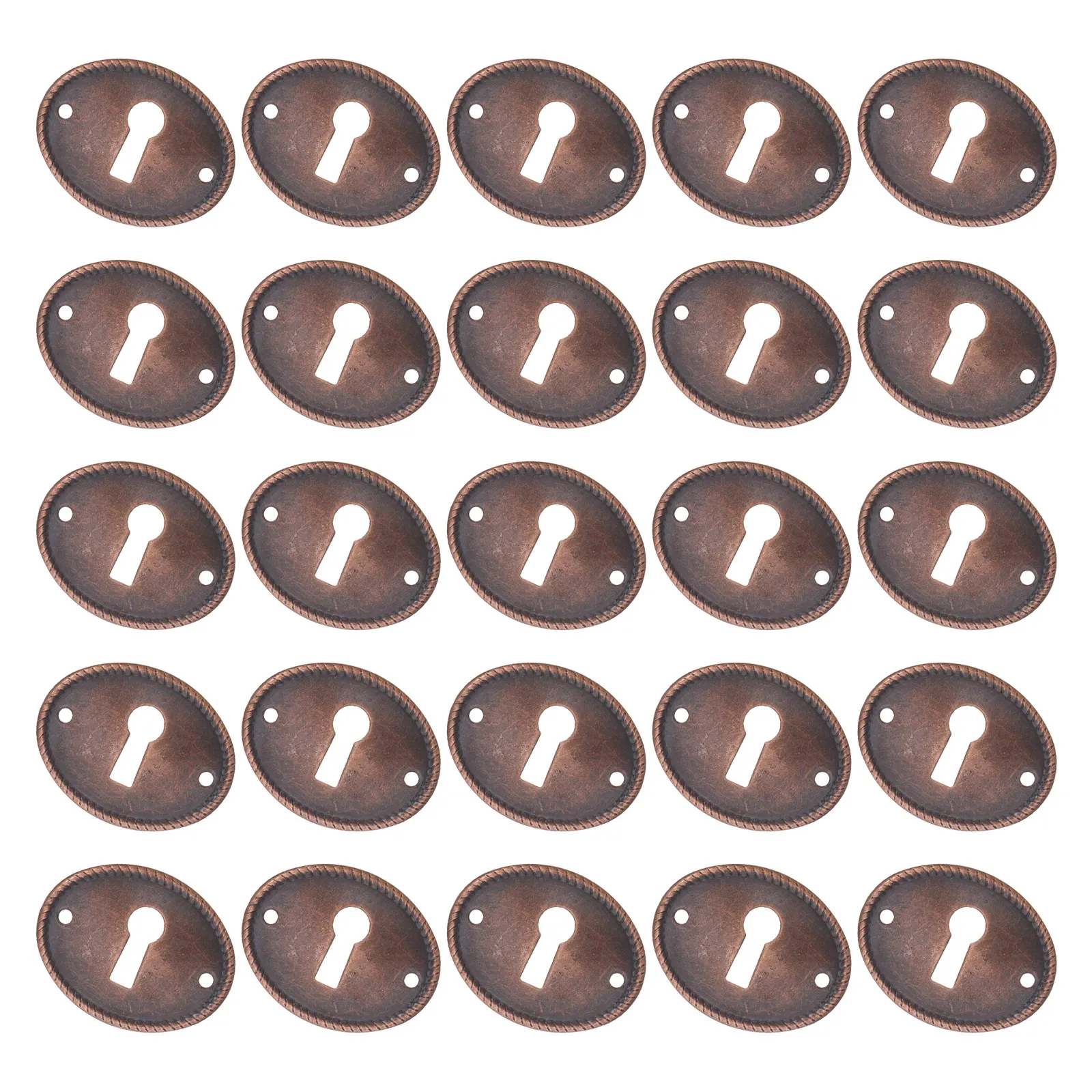 25Pcs Vintage Oval Decorative Keyhole Cover Plate Metal Door Lock Protector for Drawer Dresser Cabinet Furniture Hardware