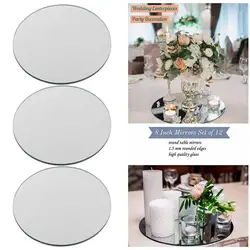 Set of 3 Decorative Mirror Trays Candle Plate for Wedding
