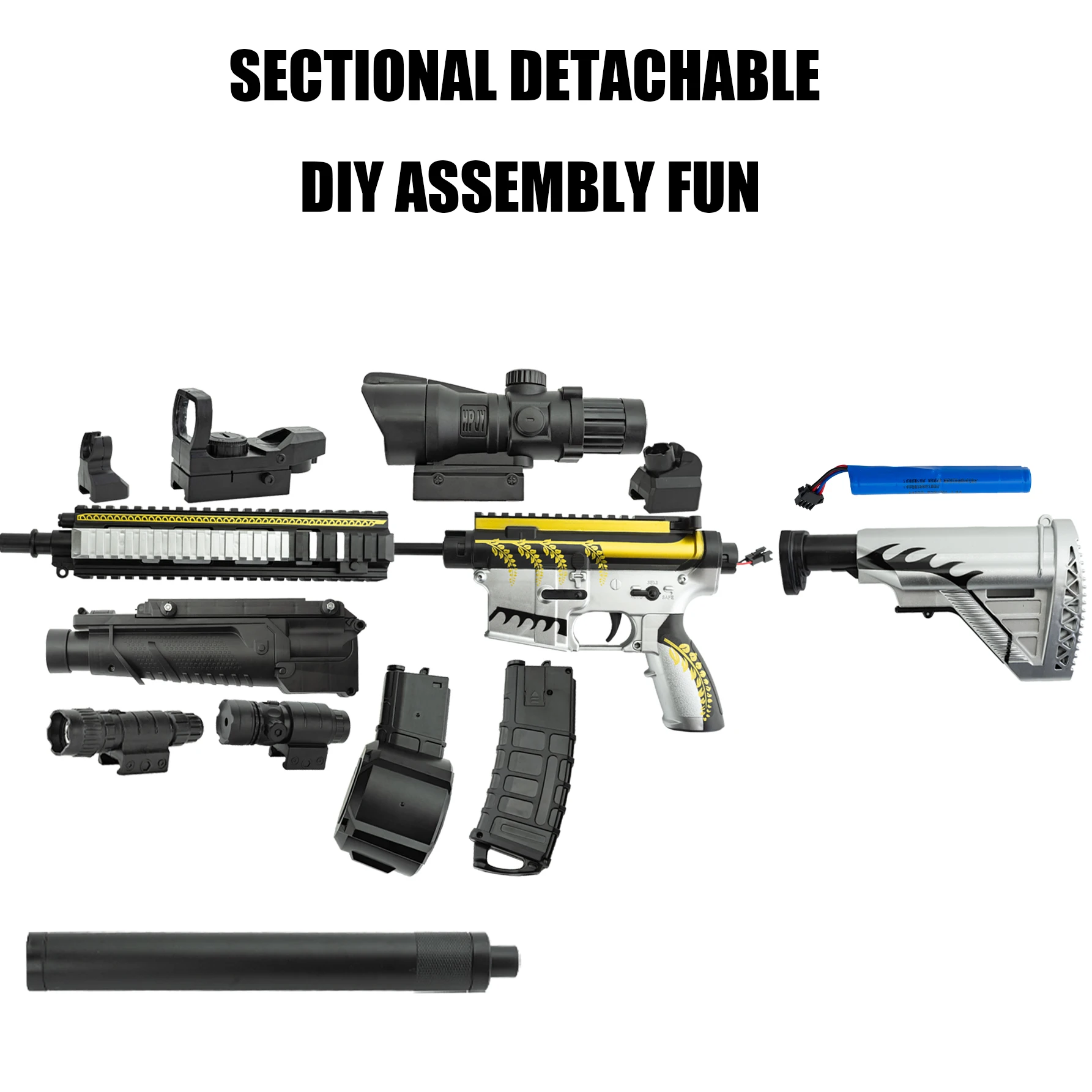 M416 Electric Gel Blaster Rifle, Gel Bead Spray Manual/Auto Mode Water Bullet Toy Shooting Team Game (Beads Not Included)