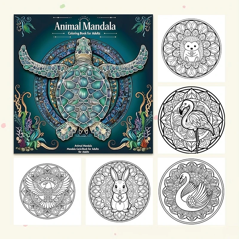 Animal Mandala Coloring Book Thick Paper Stress Relief Drawing Art Notebook Hot New Cross-border Wholesale