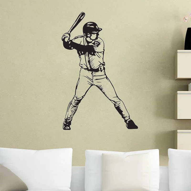 Baseball Wall Sticker Sport Player Wall Decals Art Murals Vinyl Removable Home Decor Living Room Bedroom Poster