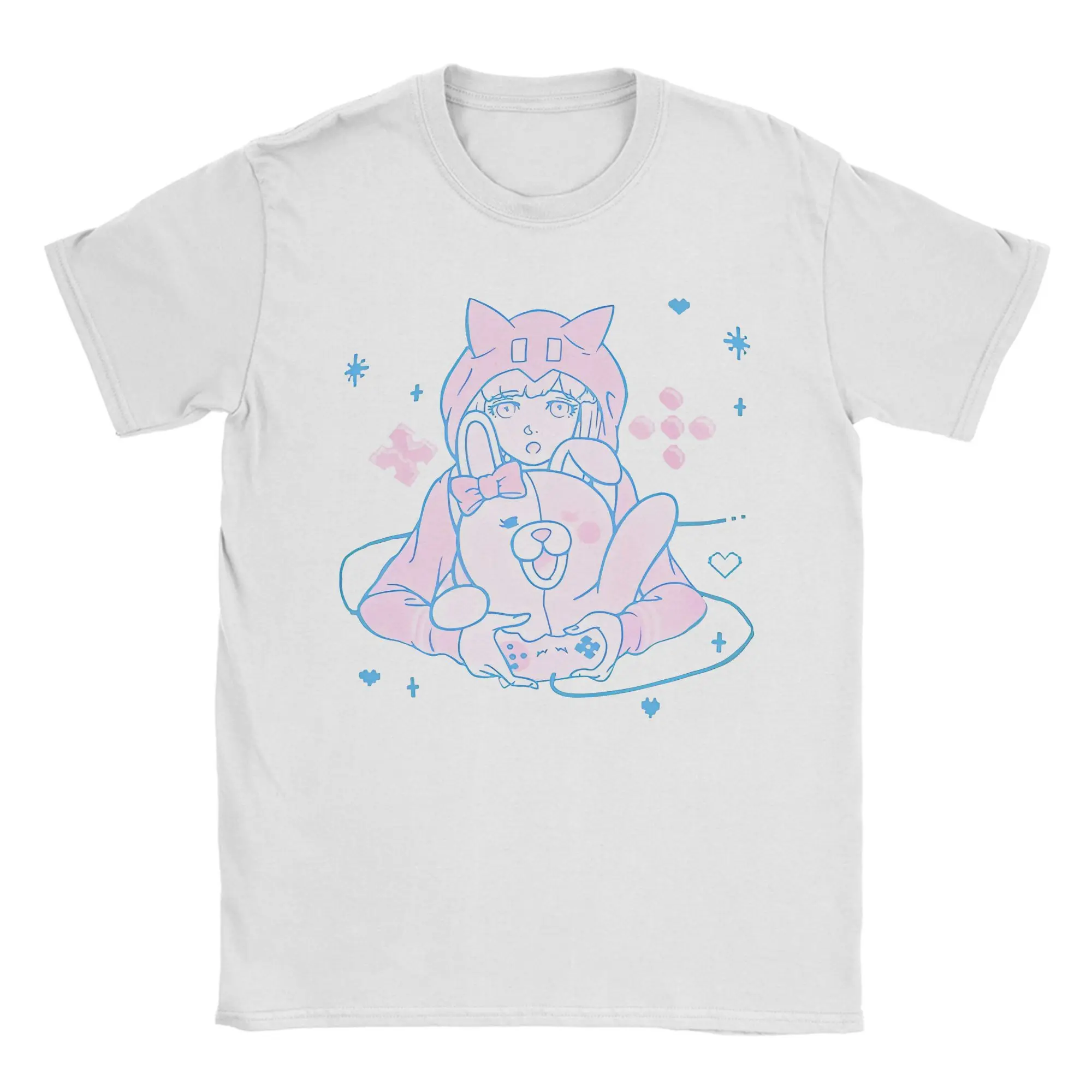 Leisure Danganronpa Ultimate Gamer Chiaki Nanami Pastel T-Shirts Crew Neck Pure Cotton T Shirt  Short Sleeve Tee Shirt Clothing