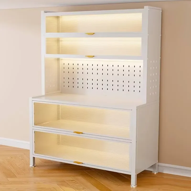 Multi-layer metal kitchen storage rack, environmentally friendly floor-to-ceiling locker, household storage rack with dust