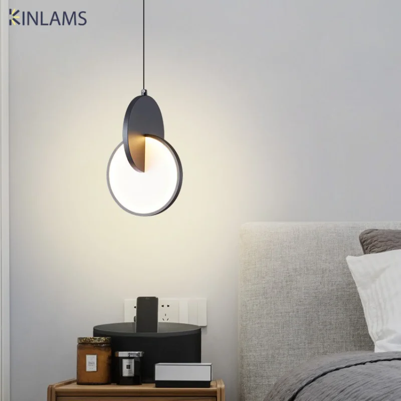 

Modern Simple Bedroom Headboard LED Chandelier Double Ring Art Pendant Lamp Bar Lamp Cafe Chandelier Restaurant Lamp Chandelier