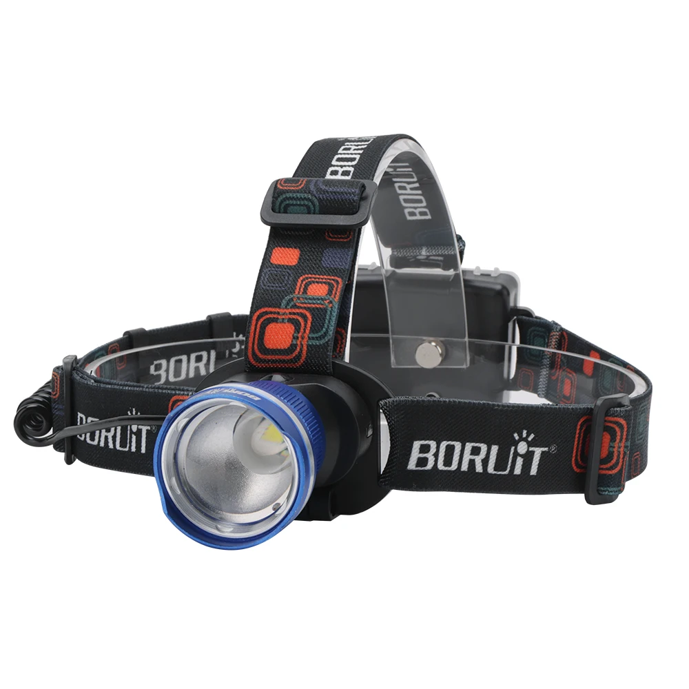 BORUiT 1000LM LED Headlamp USB Rechargeable Head Torch Super Bright Zoomable Work Headlight Waterproof Fishing Emergency Light