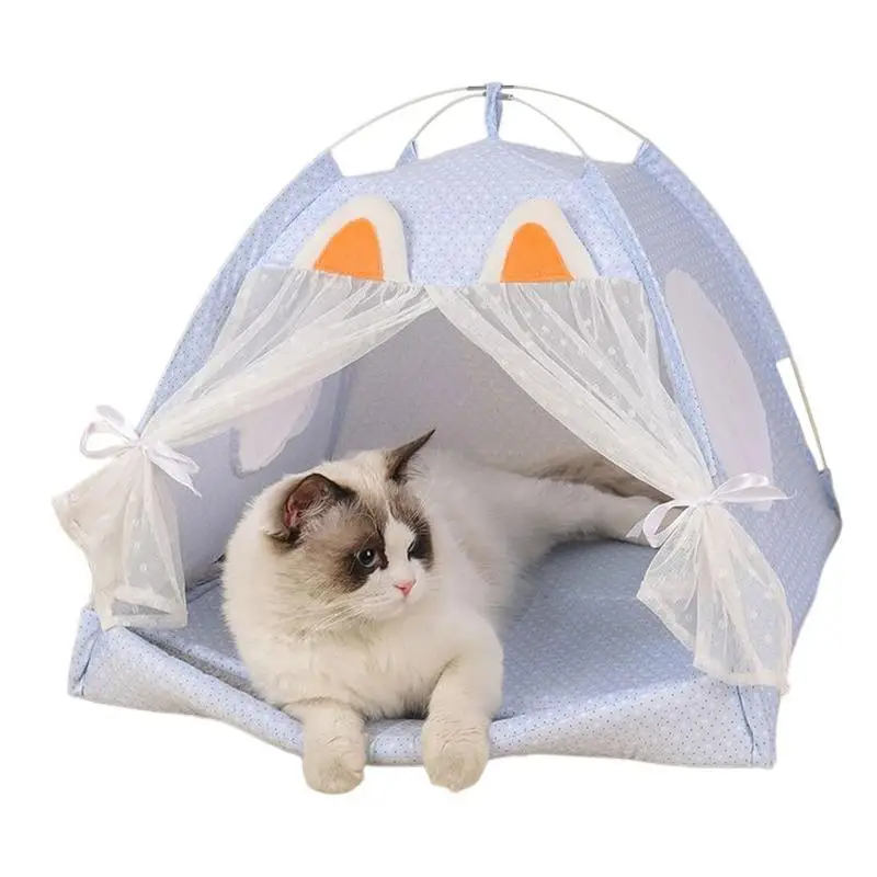 Pet Dog Cat Tent House Bed Portable Teepee With Thick Soft Cushion Available For Puppy Excursion Outdoor Indoor Teepee House