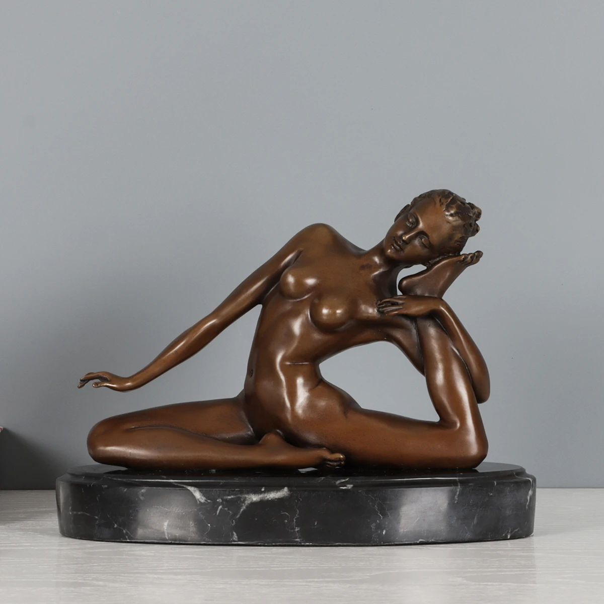 Yoga Nude Girl Bronze Statue Modern Fitness Female Sculpture Erotic Naked Woman Figurine Art Decoration Anniversary Gifts