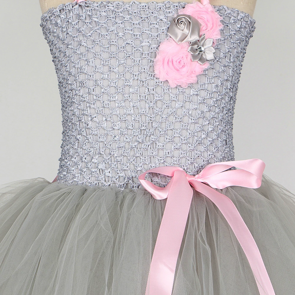 Mouse Tutu Dress Baby Girls Gray for Kids Toddler Birthday Halloween Costumes Girl Animals Cosplay Outfits Children Clothes Set