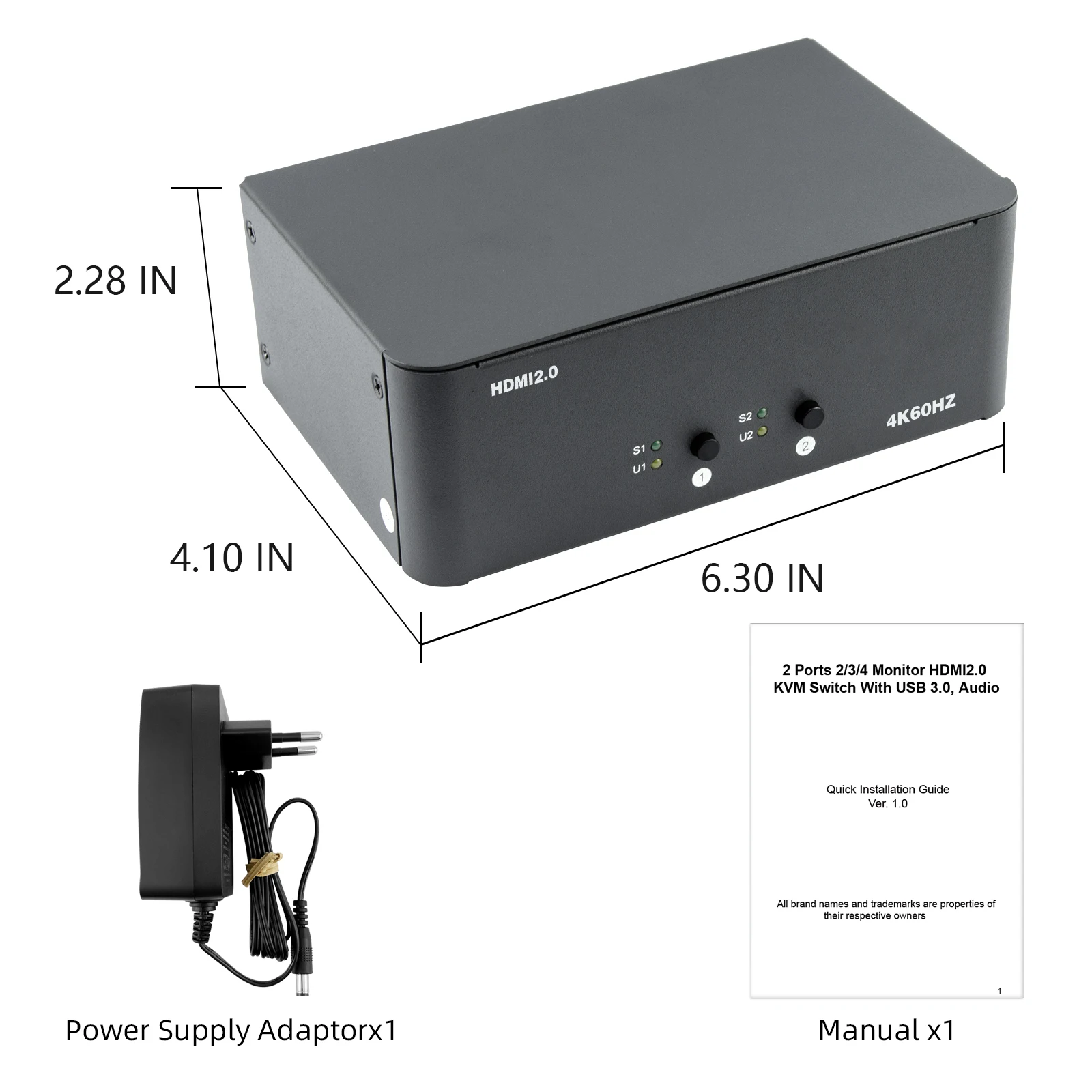 2 In 2 Uit 4K 60Hz Hdmi 2.0 Kvm-Schakelaar