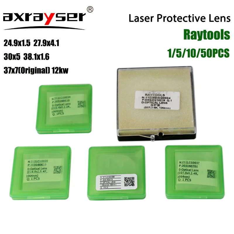 Raytools Laser Protective Windows Original 27.9x4.1 37x7 Protection Lens Fused Silica For Fiber Cutting Machine Parts