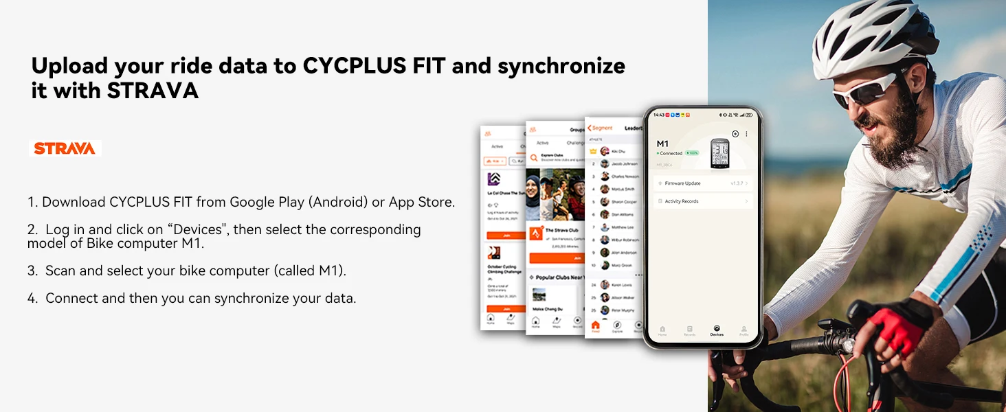 CYCPLUS M1 GPS Fahrradcomputer Trittfrequenz-Geschwindigkeitssensor Kabelloser Tachometer Kilometerzähler ANT+ BLE Fahrrad-Zubehör – Detail 8