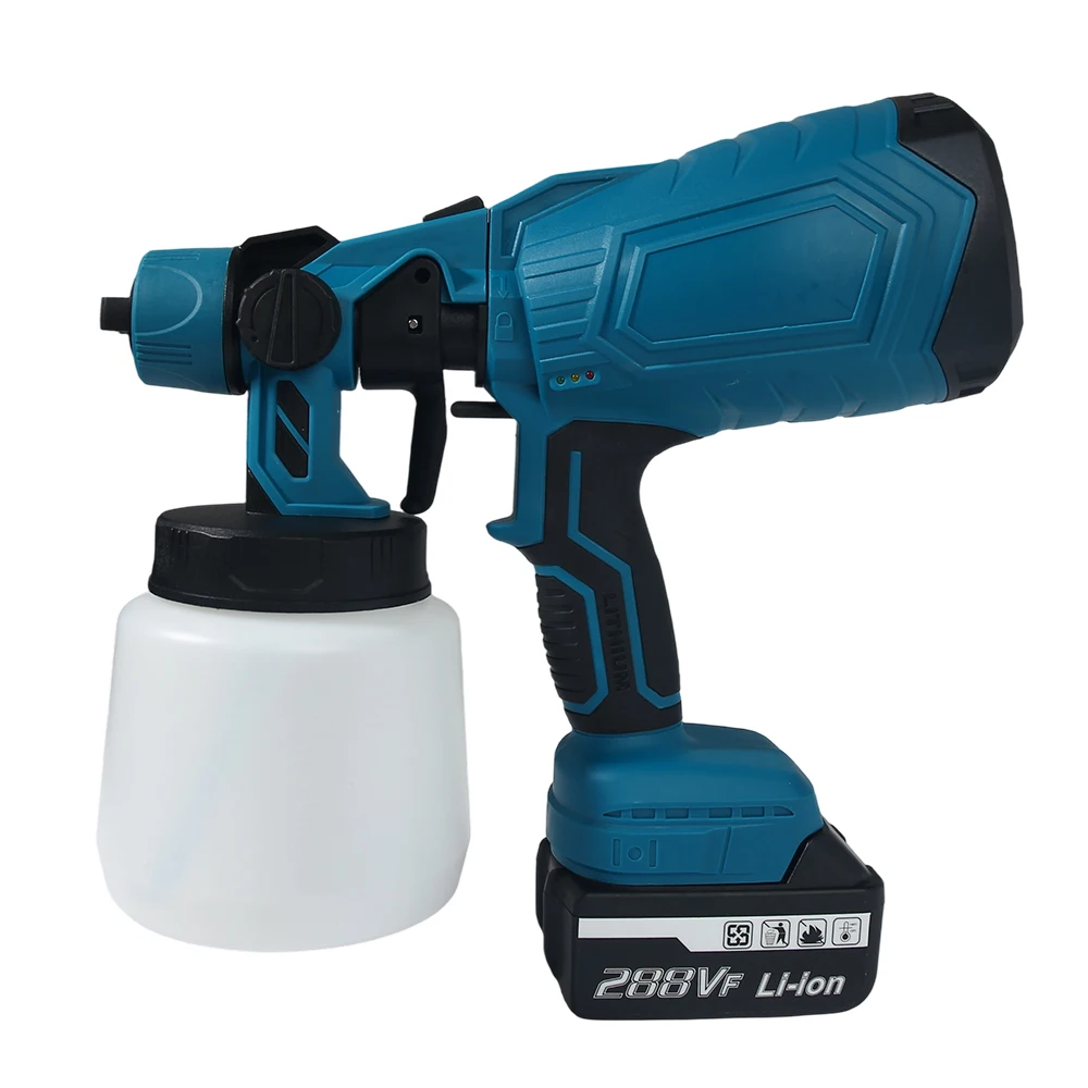 1000ML Elektrische Spritzpistole HVLP Auto Möbel Stahlbeschichtung Airbrush Kabellose Farbspritzpistole für Makita 18V Akku – Detail 16