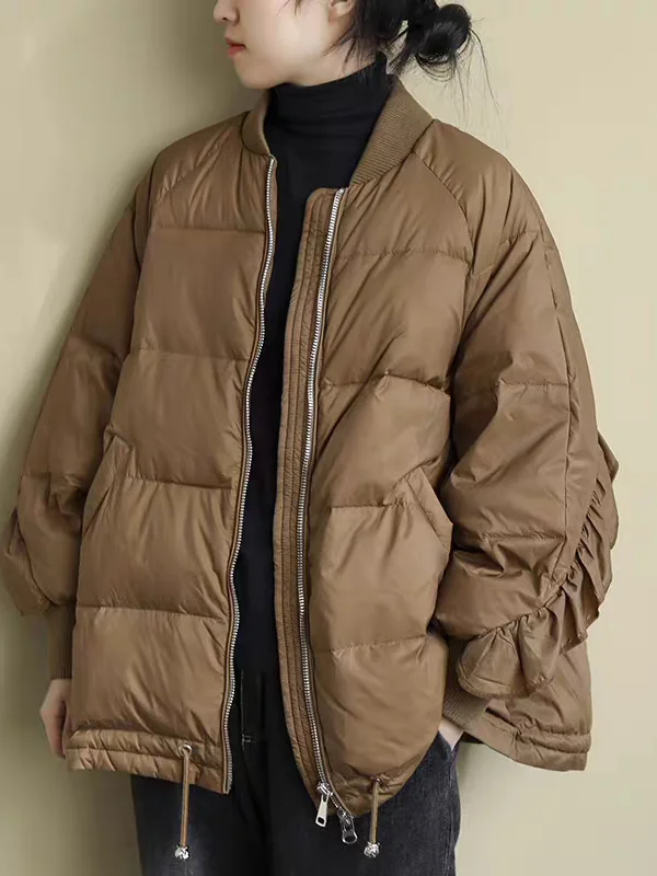 

plus Size Retro Warm Outerwear Winter Clothes Back Splicing Design Sense Small Cotton Jacket Korean Style Loose Fit Zipper Cl...