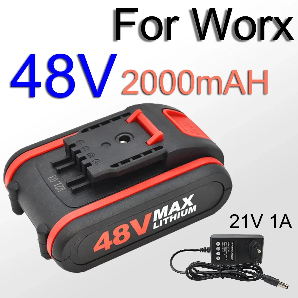 

48V Electric Tools Battery 2000mAH For worx Lithium Battery For Wireless Wrench Pruning Saw Logging Chain Saw Drill+Charger