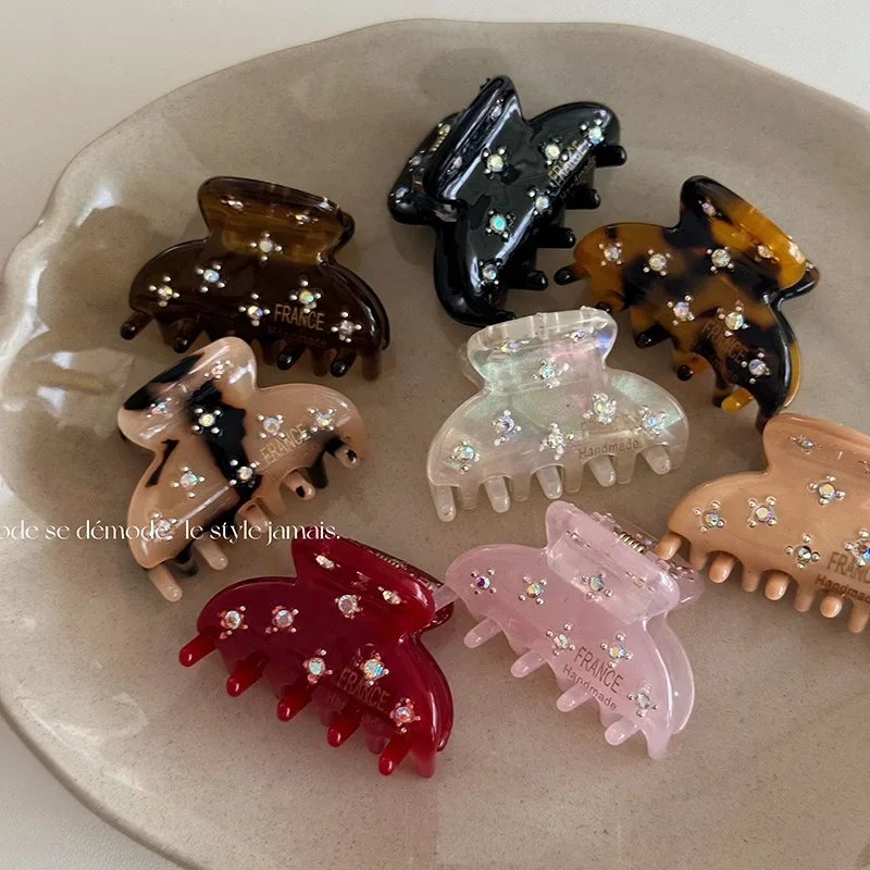 

Заколка для волос принцессы из ацетата со стразами в форме полумесяца, модные аксессуары для волос