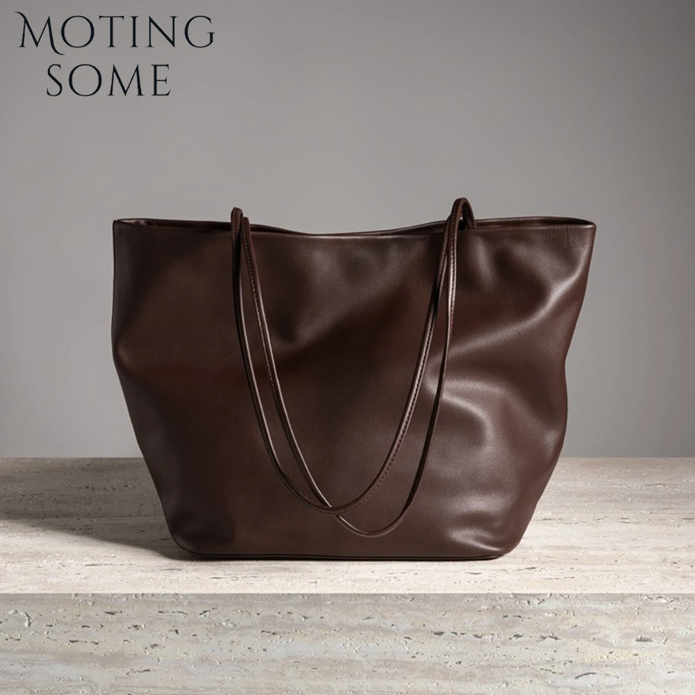 

Motingsome Minimalist Women Tote Luxury Natural Cowhide Handbag Genuine Leather Shoulder Casual Totes Underarm Purse New in