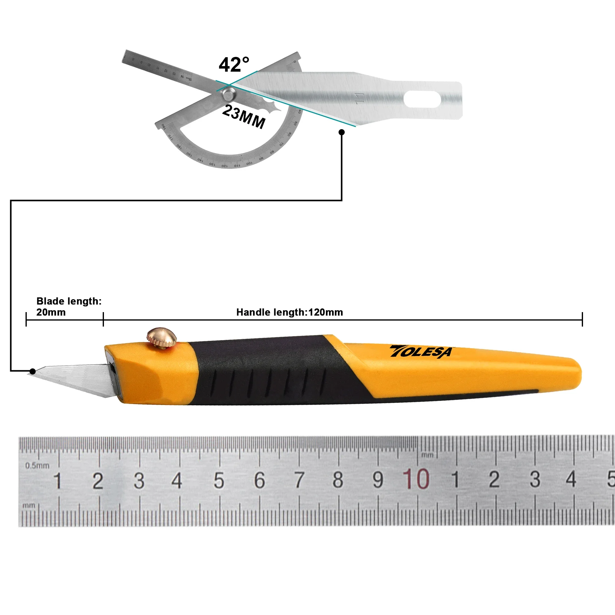 Tolesa Scalpel Craft Knife Set Soft Rubber Grip with 13 SK5 Steel Blades Suitable for Models Artwork Cutting Paper Cork Leather