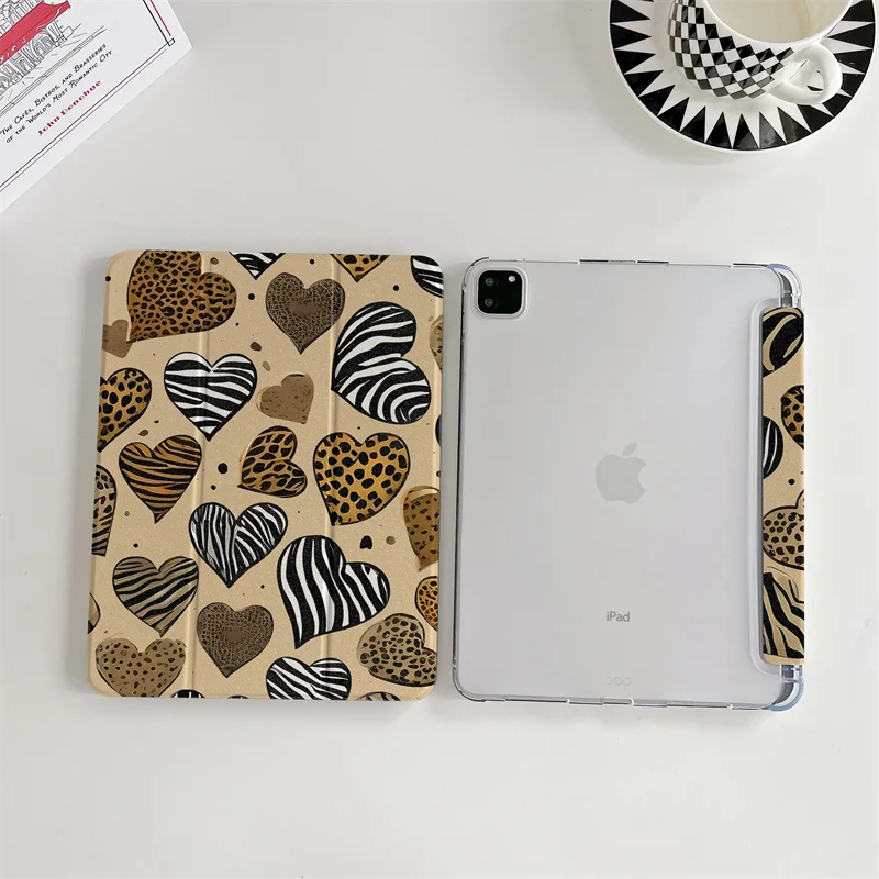 Cute Leopard Love Case For Apple iPad Air 2024 Pro 11 inch Air5/4 10.9 iPad 5/6/7/8/9 9.7 Air 3 10.2/10.5\'\' mini 6/5/4 Cover
