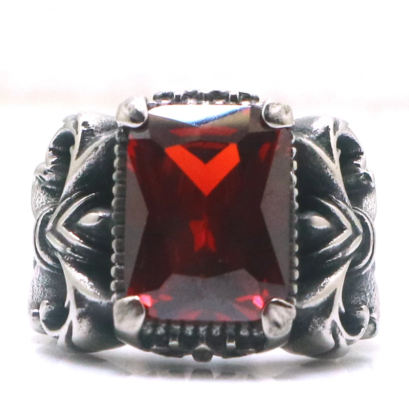 Unisex 316L Stainless Steel Cool Punk Gothic Classic Stone Vintage Ring