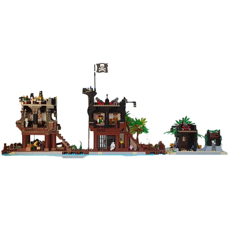 Mittelalter liche Serie modulares Gebäude Moc Piraten von Barracuda Bay Modell technische Ziegel Montage Kinder Spielzeug Geschenke Teile