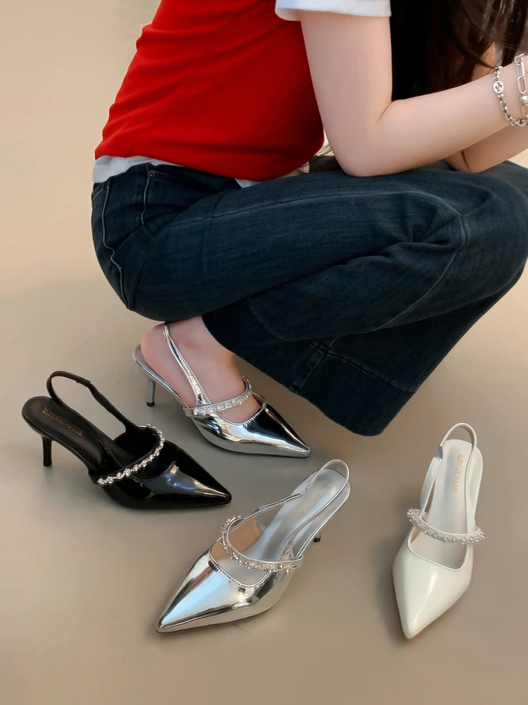 حذاء امرأة أفريقية بيج عالية الكعب أشار مضخات 2025 Slingback مثير الصنادل بورجوندي 12 سنتيمتر تو أحدث المفتوحة كروسدرسر كريستال