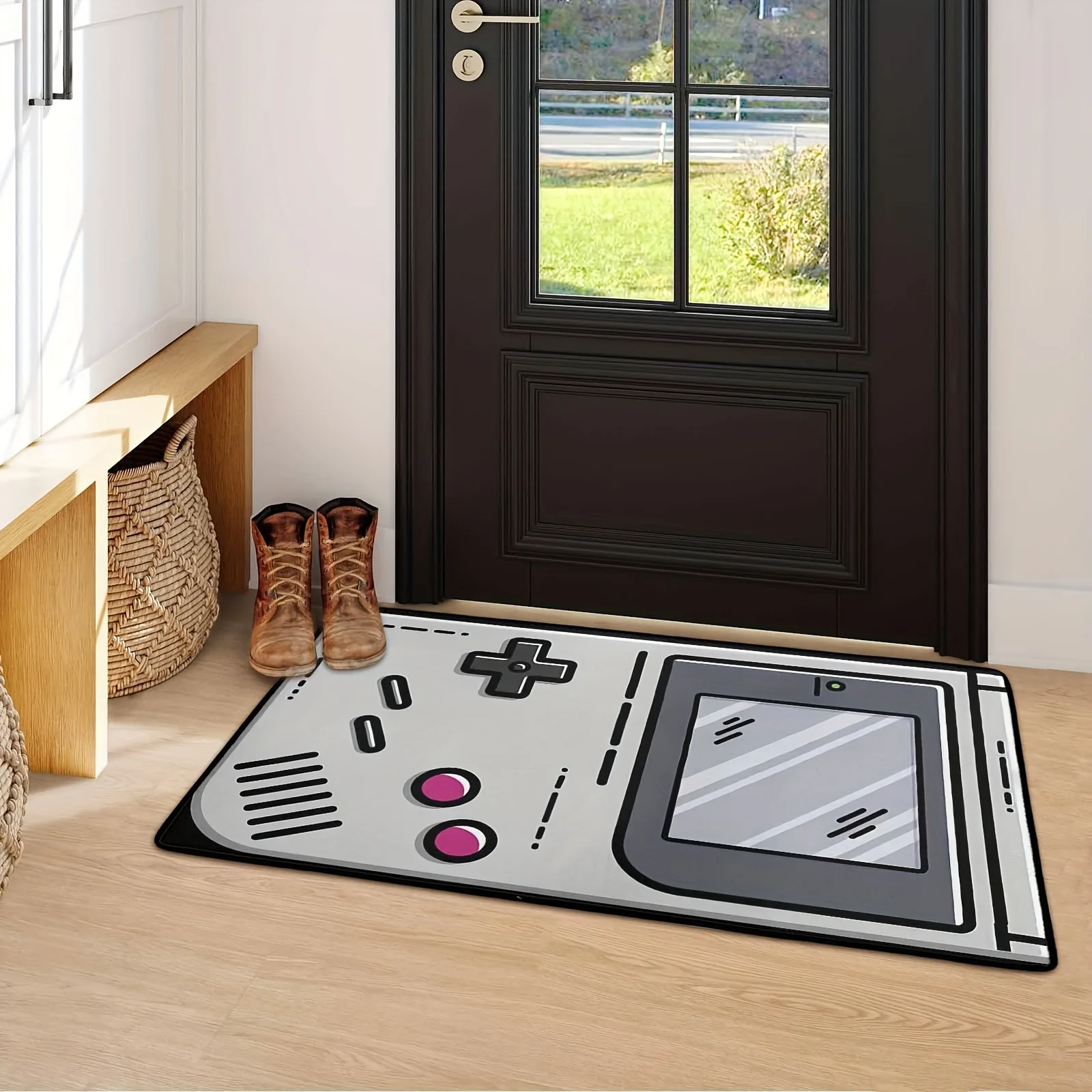Retro Game Boy Teppich Matte Heimdekoration Vintage Spielkonsole Teppich Kinderzimmer Wohnzimmer Bodenmatte Türmatte Teppiche